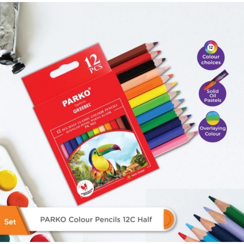 

PARKO Pensil Warna PENCIL HALF 12C 902E(ISI 12)/Coloring/Color/Colour Pencils