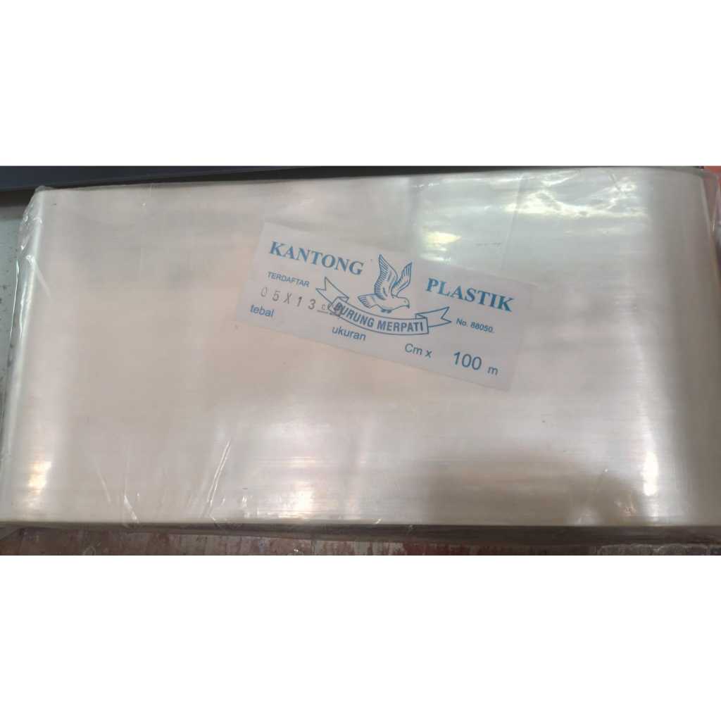 Plastik Roll / Plastik PP Bening tebal 05 lebar 13cm, 16cm, panjang 100meter