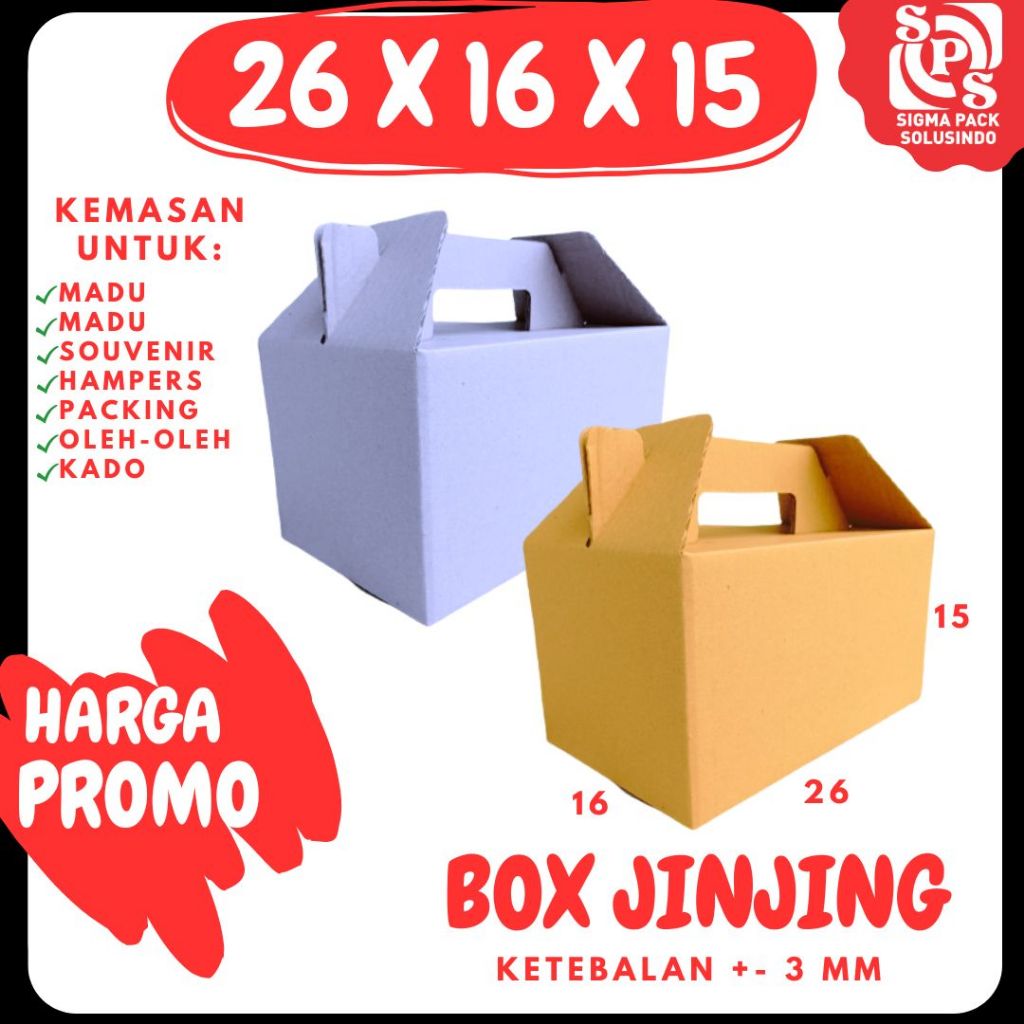

Box Jinjing 26x16x15 Gable Kardus Packing Bingkisan lebaran/Parcel/Lebaran/idul Fitri/Paket/sembako