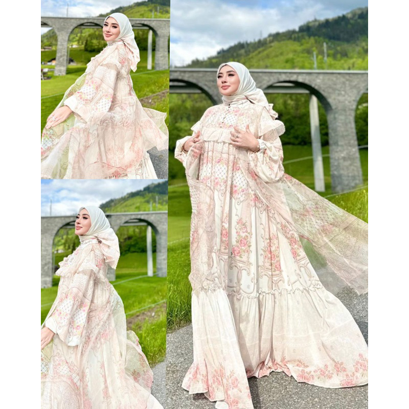 baju bunga dg rompi organza