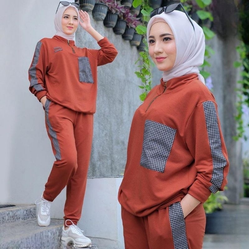 Setelan Olahraga Wanita Baju Olahraga Muslimah One set Sport Kekinian