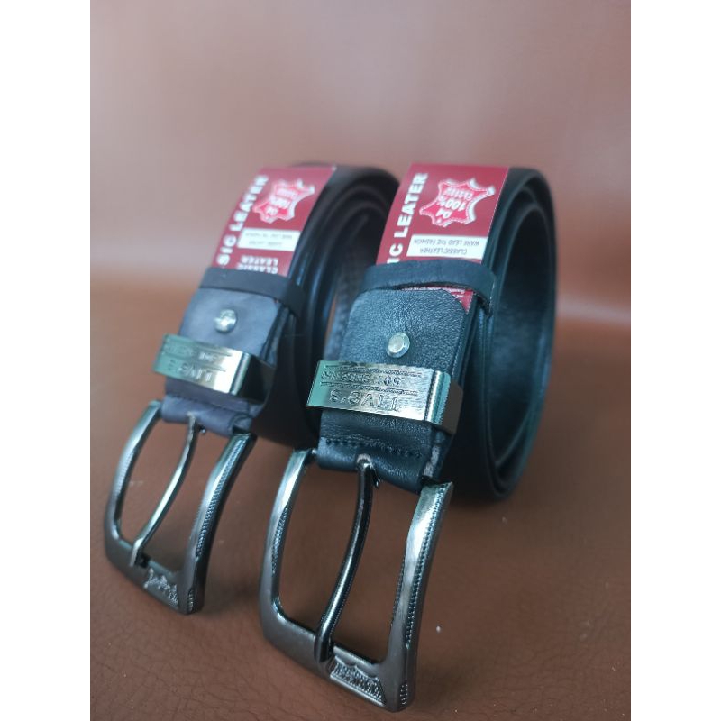 100% ikat pinggang kulit asli ikat pinggang resleting gesper tusuk