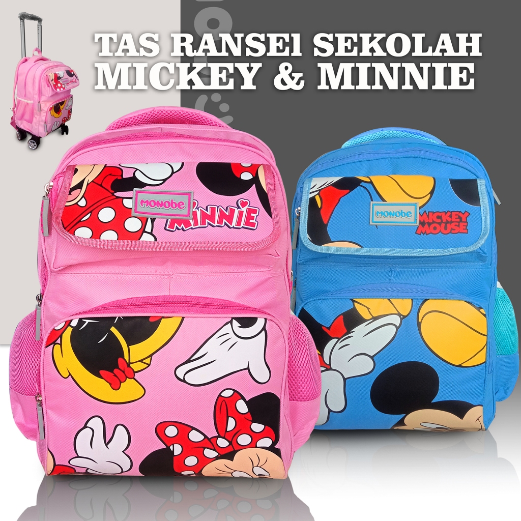 Tas Ransel Sekolah dengan Troli Anak Laki dan Perempuan - Lepas Pasang - Sekat Laptop - Kantong Anti