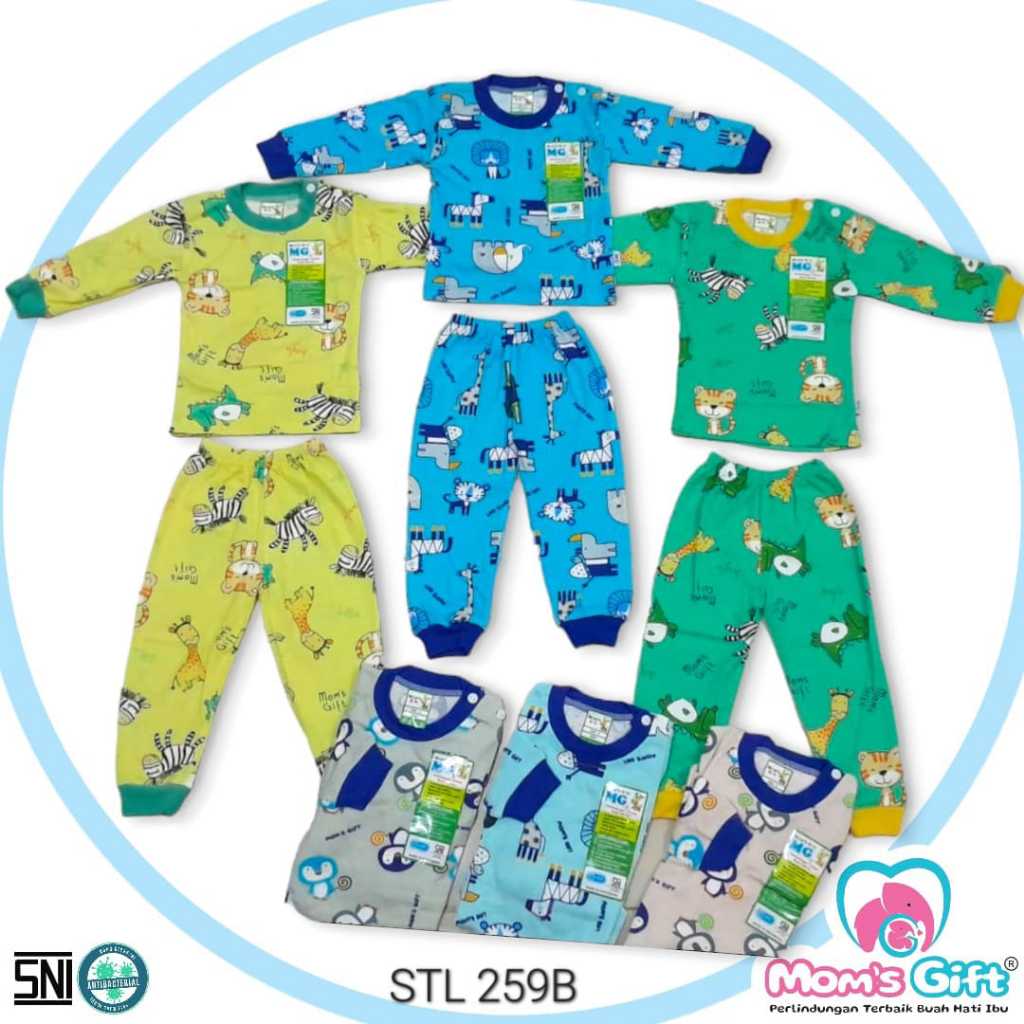 MOM'S GIFT Setelan Baju Celana Panjang Bayi 3-12 Bulan 1, 2, 3 tahun Motif Lucu  / Baju Tidur Bayi d