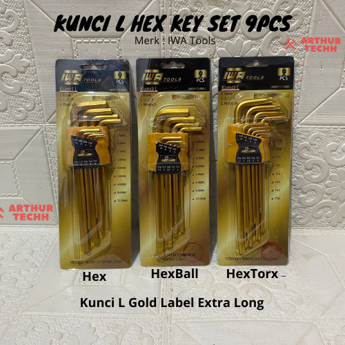 IWA Kunci L Hex Key Set 9pcs ( Hex | Hex ball | Hex Torx )