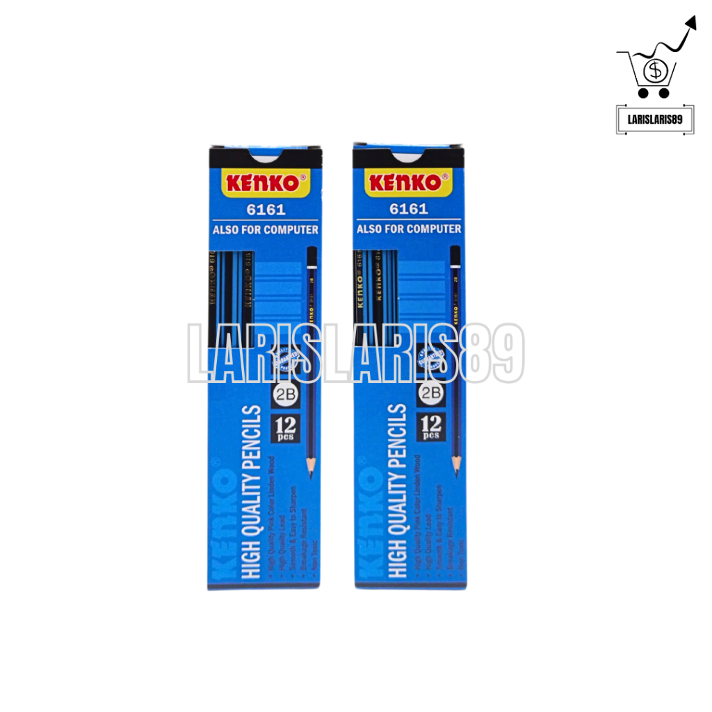 

Pencil 2B Kenko 6161 Biru Hitam - Pensil Kayu Komputer Ujian Hexagonal Lusinan Grosir [1 BOX isi 12 PCS]