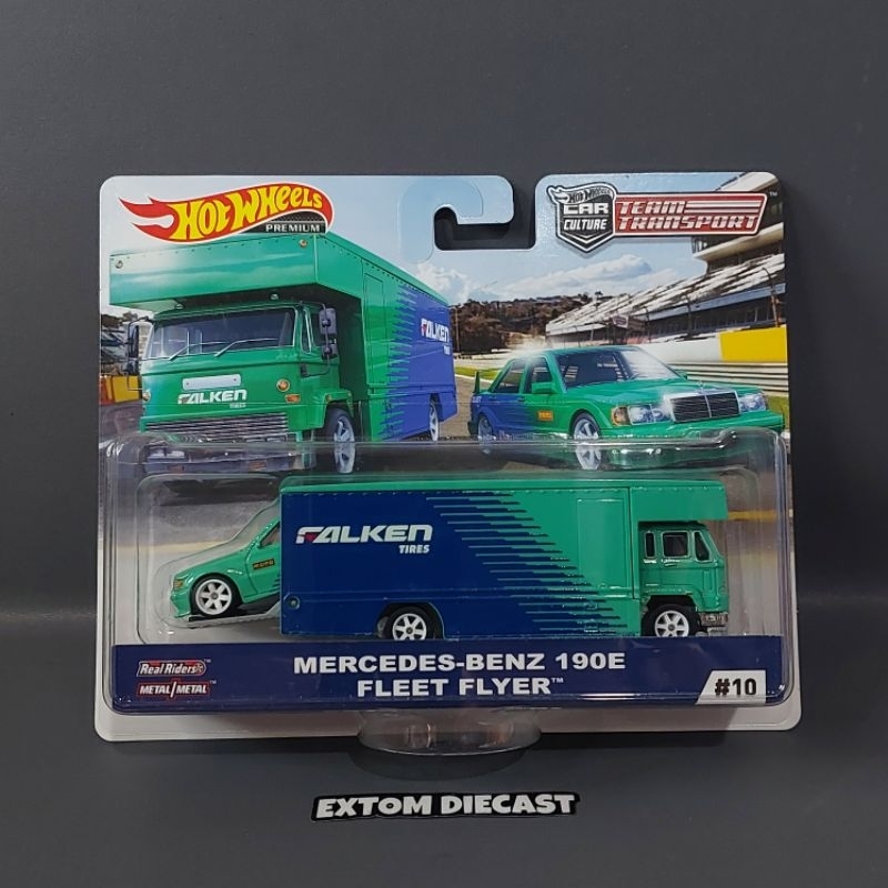Hotwheels Team Transports Mercedes Benz 190E Fleet Fleyer Falken (FREE PROTECTOR)
