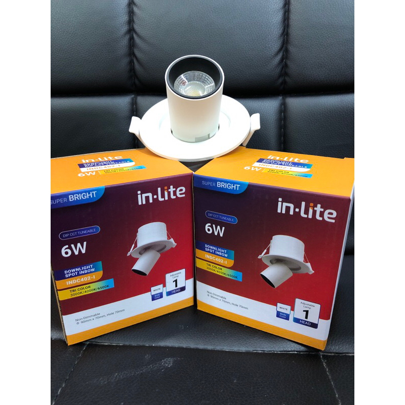 Lampu spotlight dowlight Inlite 6w Tri color INDC402-1