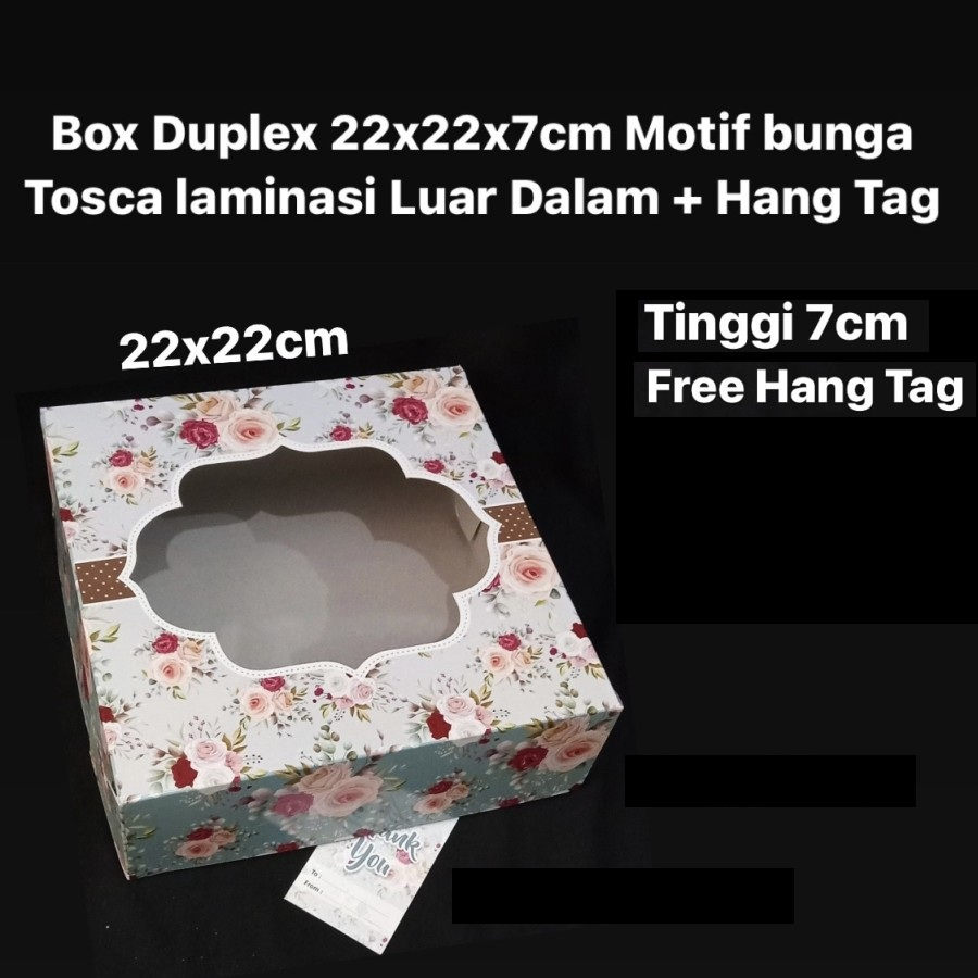 

(10pcs) Box Kue Kemasan Puding Kue tart Dus Hampers Snack Motif Bunga Tosca Ukuran 22x22x7cm