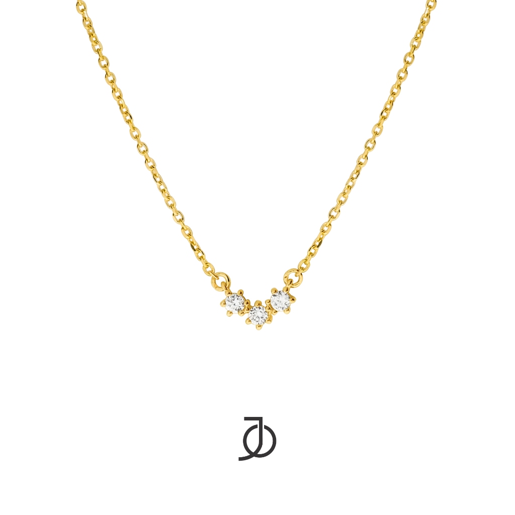 JO Kalung Emas - Curve 3 Mini Diamonds Necklace