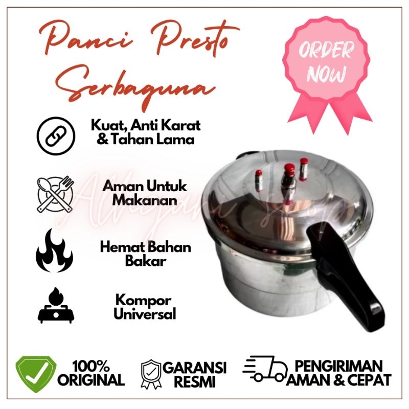 Panci Presto + Steamer 8 liter 4 liter Presto HC FREE Double Bubble Wrap / Panci Pelunak Daging 8L 4