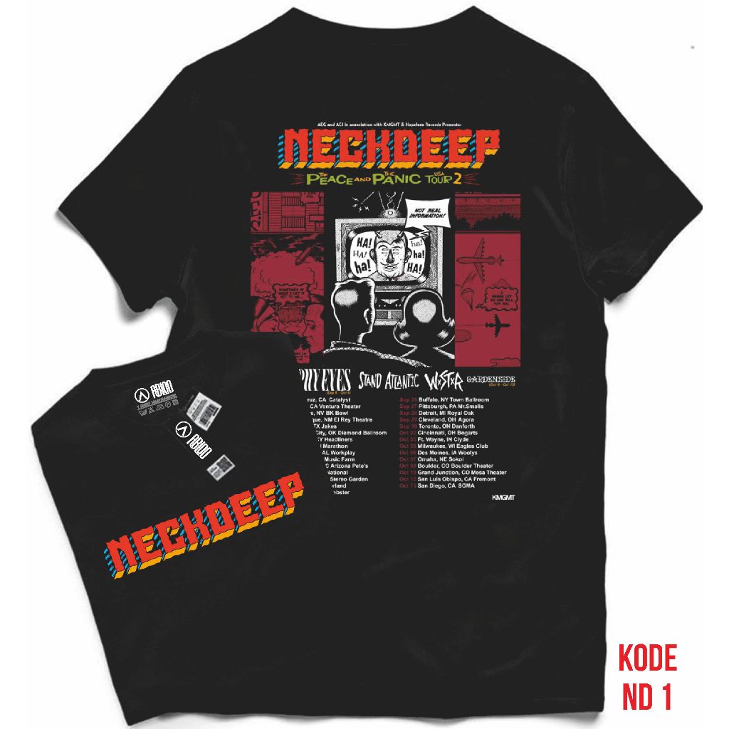 kaos band Neck Deep T-shirt pria wanita bahan 24s original