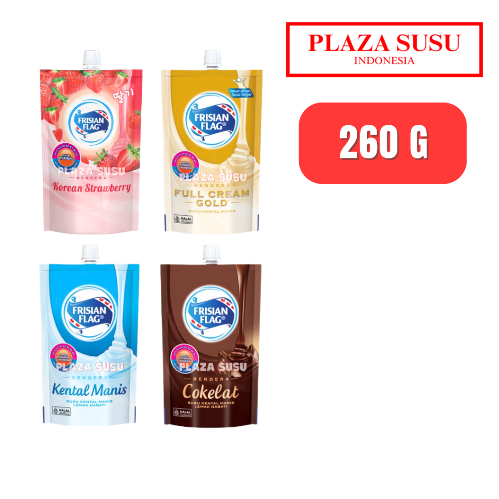 

FRISIAN FLAG SUSU BENDERA KENTAL MANIS ISI 260 G POUCH RASA ORIGINAL COKELAT STRAWBERRY FULL CREAM GOLD