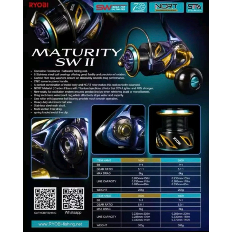 REEL SPINNING RYOBI MATURITY II 3000-8000 SW