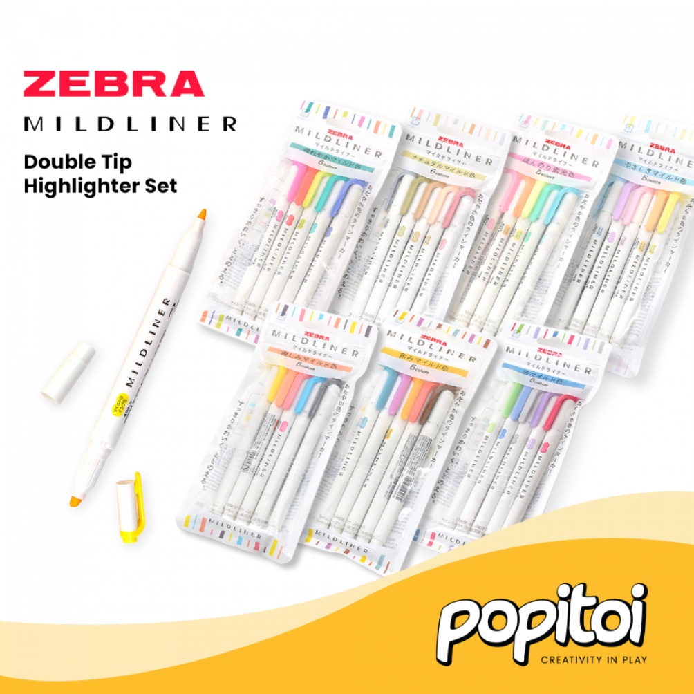 

KODE D14W Zebra Mildliner SET Double Tip Highlighter Midliner Pastel Marker