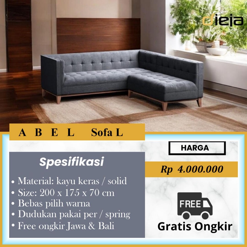 Sofa Ruang Tamu & Keluarga Modern Minimalis  Seperti IKEA & INFORMA [ ABEL SOFA L ]