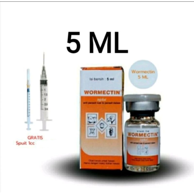 Wormectin 5ml obat scabies jamur kutu kulit dll , parasit WORMECTIN 100% original