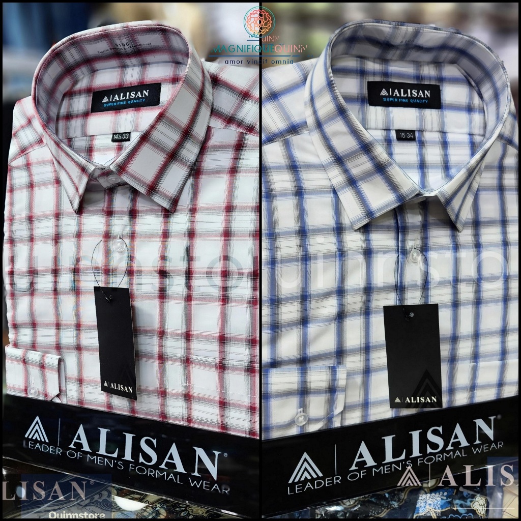 ALISAN Original Kemeja Motif Garis Kotak - Lengan Panjang - Reguler - Varian Motif Warna
