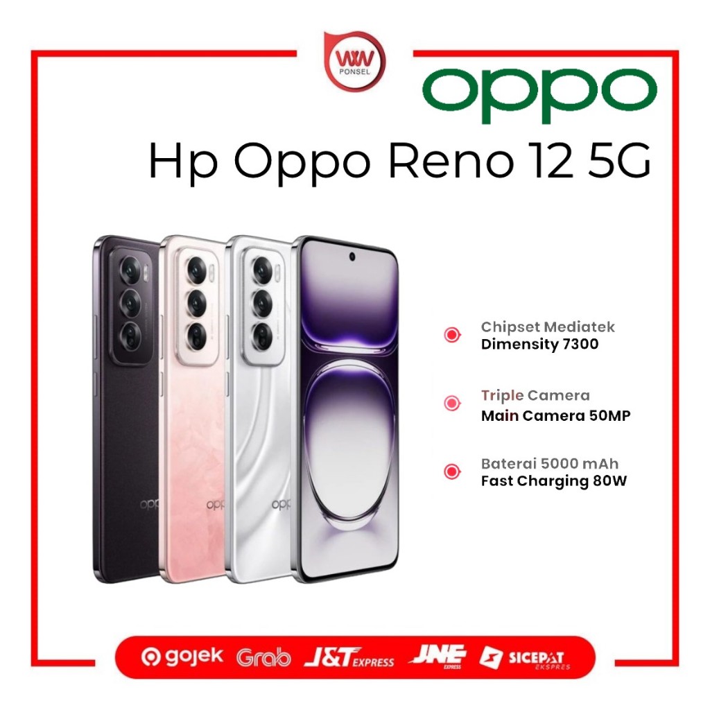 Hp Oppo Reno 12 5G Ram 12GB Internal 256GB Garansi Resmi