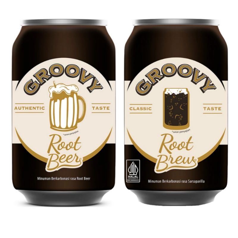 

(instant saja) Groovy Root Beer Minuman Soda Sarsaparilla baru root brew kaleng