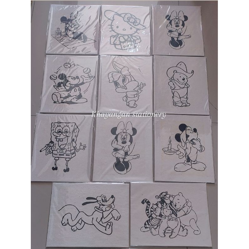 

DIY Canvas Panel 20x25cm | kanvas lukis papan Sketsa Gambar Karakter Animasi
