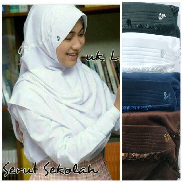 jilbab sekolah rabbani hemy/serut atas kw premium TK,SD,SMP,SMA