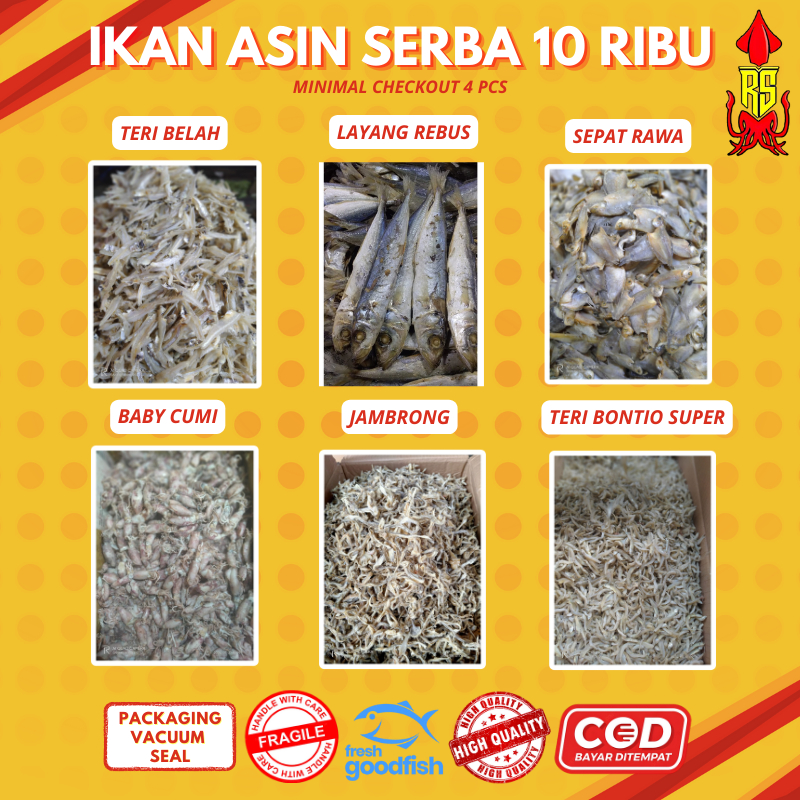 

[COD] IKAN ASIN SERBA Rp 10.000 / MINIMAL CO 4 PCS / IKAN ASIN MURAH / IKAN ASIN / IKAN KERING ASIN / IKAN KERING / IKAN PREMIUM - IKAN ASIN RS