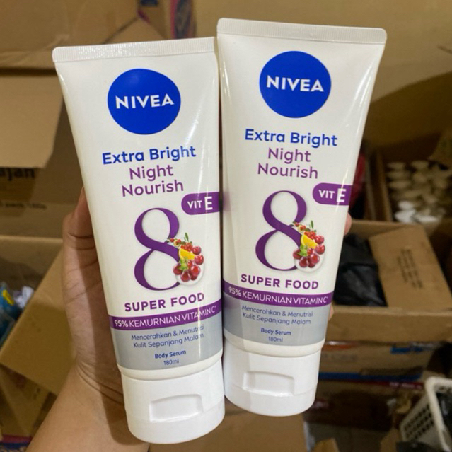 NIVEA NIGHT NOURISH SUPER FOOD 8 EXTRA VIT 180ML NIVEA LOTION MALAM NIVEA NIGHT NOURISH