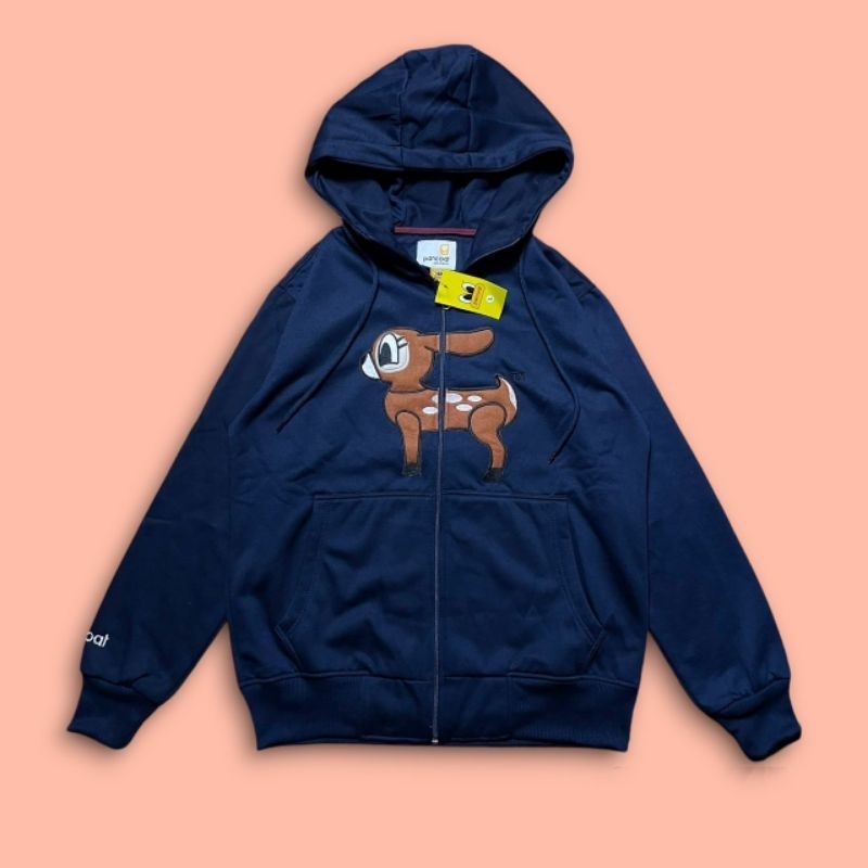 Sweater Hoodie Zipper Pancoat Navy Logo Kancil Bordir Towel Premium High Quality Full Tag Unisex