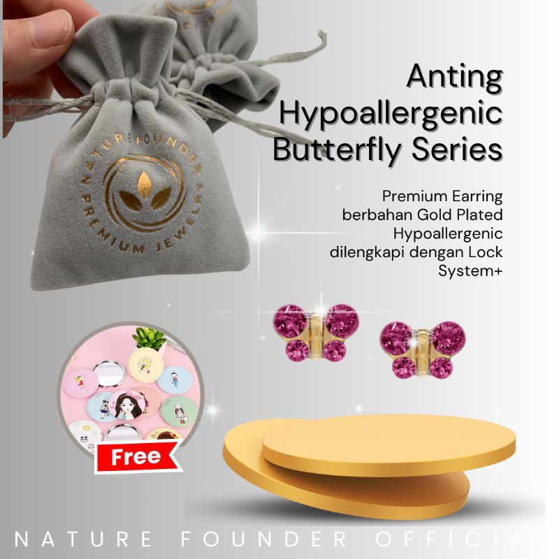 Anting Hypoallergenic (Butterfly Series)/ anting bayi/ anting anak / Anting Bayi Hypoallergenic/ Ant