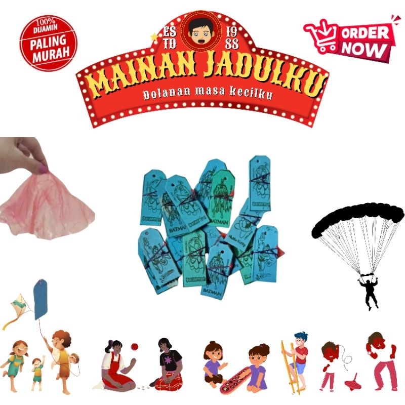 Parasut mainan busa kecil 5bj mainan jadul