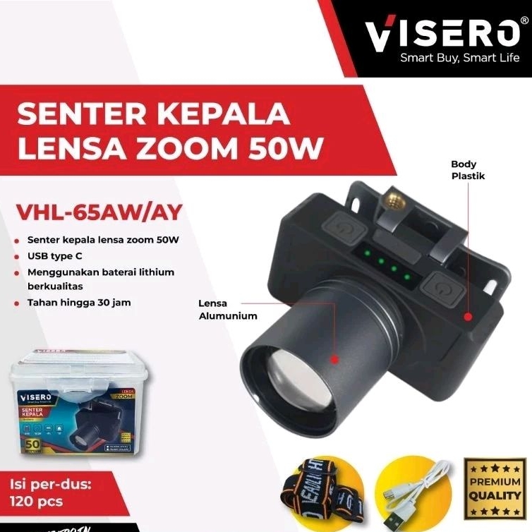 Senter Kepala Zoom Visero 50 Watt VHL-65AW-AY