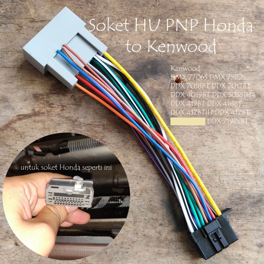 Soket PNP Honda 2013-2016 ke HU Kenwood DMX 7706S DMX 7522S DDX 7017BT DDX 4019BT DDX 719WBT