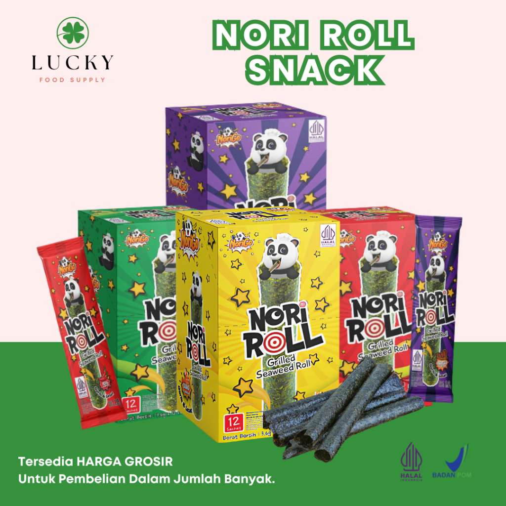 

Snack Nori Roll Grilled Seaweed Roll 1 box isi 12Pcs / Snack Rumput Laut 2.5g