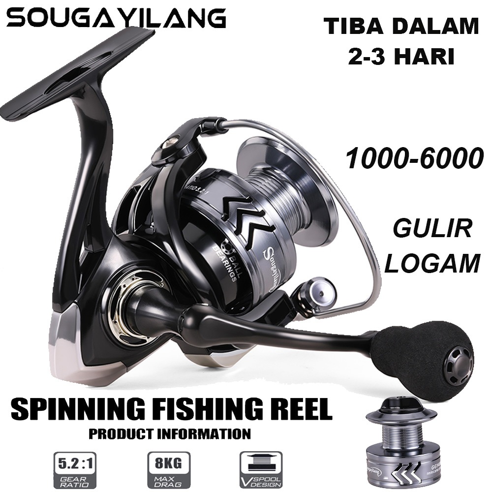 best deals sougayilang reel pancing fishing reel 1000-6000 5.2:1 5-10kg aluminium spul pemintalan