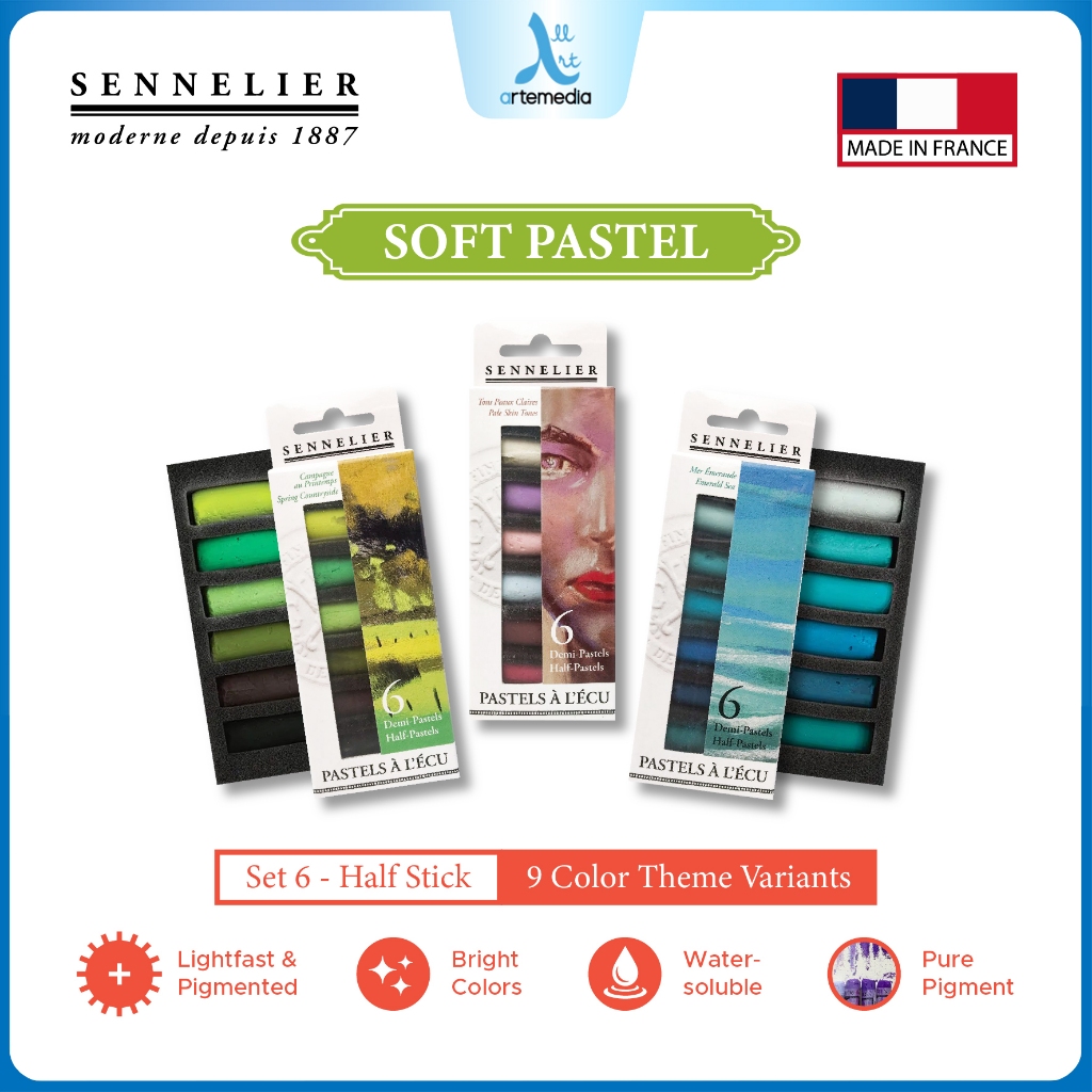 

Sennelier Soft Pastel Half Stick Set 6 Dry Crayon Krayon Warna Lembut