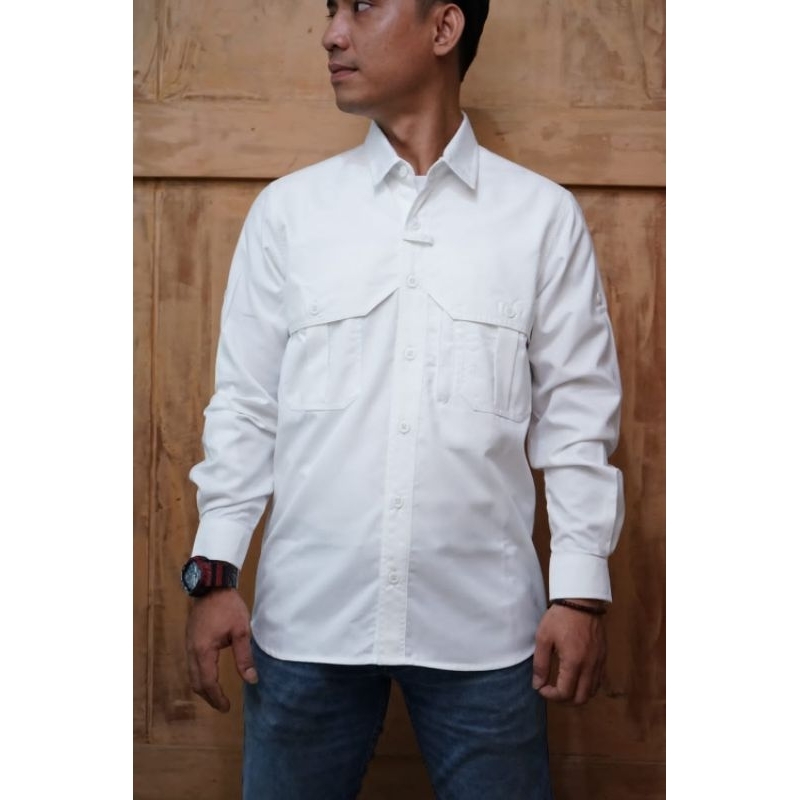 BAJU KEMEJA TACTICAL PUTIH PANJANG / PDH / PDL / M TAC / TACTICAL