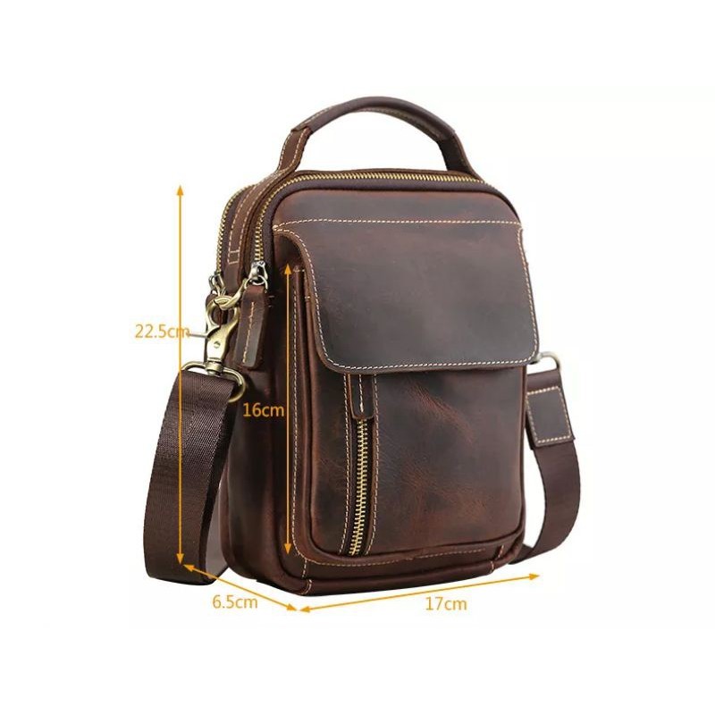 Tas Selempang Kulit Asli Pria - Tas Kulit Crazy Horse