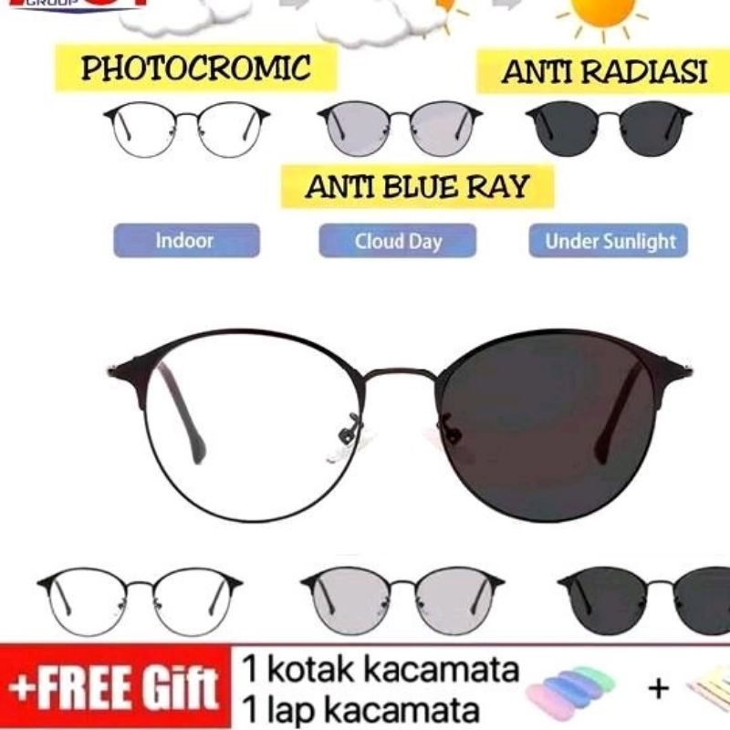 E ( E15 ) KACAMATA PHOTOCROMIC + FREE GIFT ( 1 KOTAK KACAMATA )