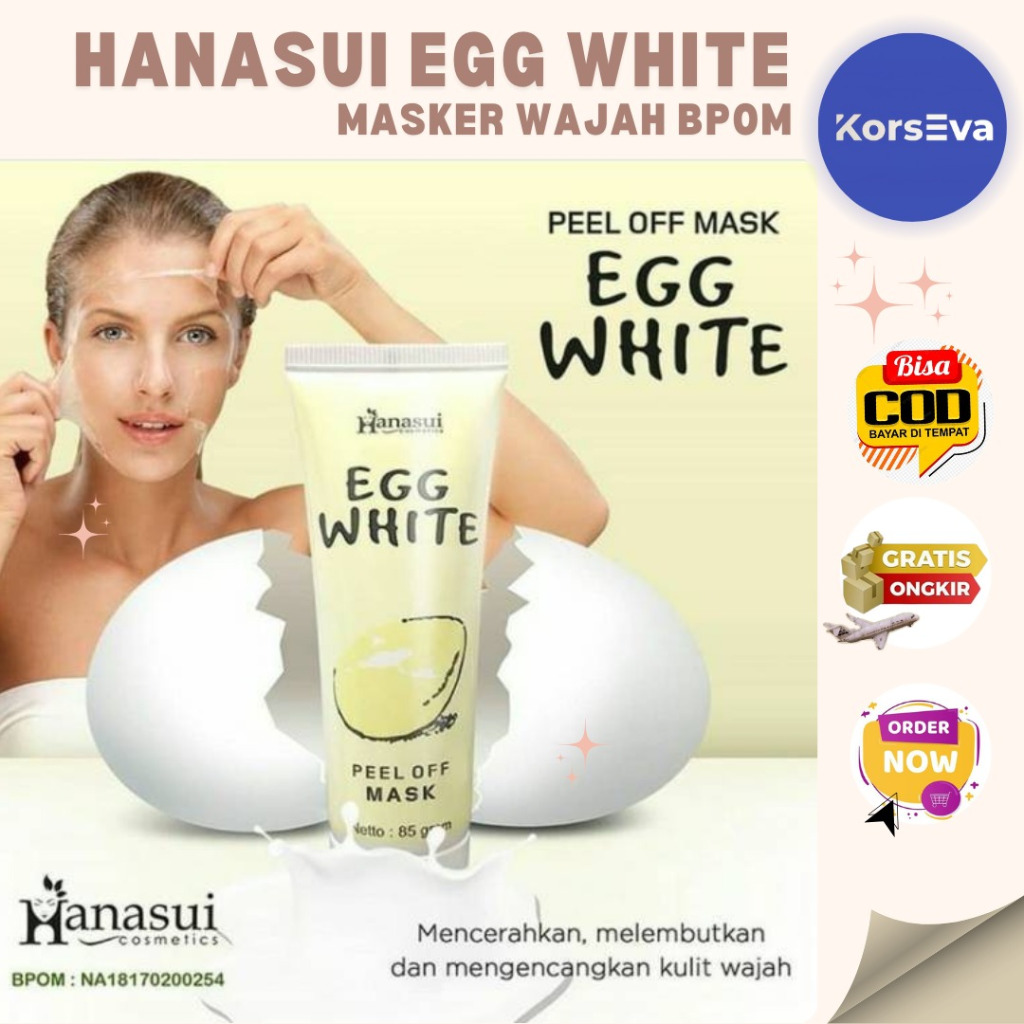 HANASUI EGG WHITE MASKER/ MASKER EGG HANASUI BPOM