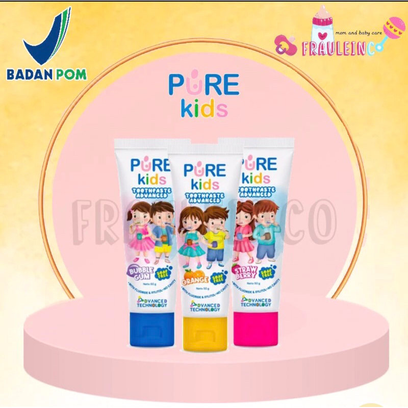 PURE KIDS Toothpaste Advanced With Fluoride & Xylitol 50 gr Odol Anak