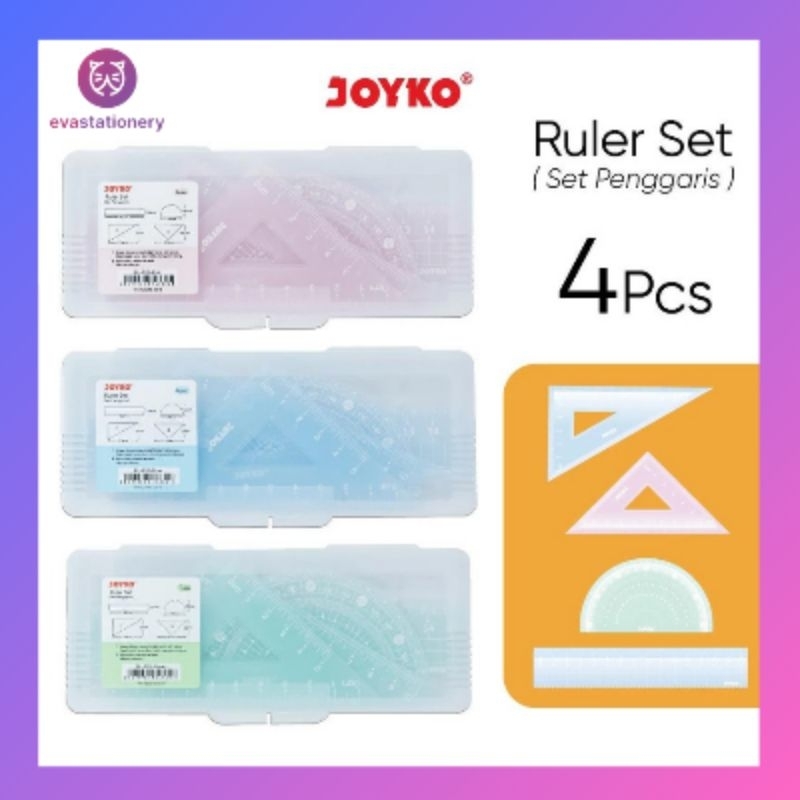 

Penggaris Joyko 1 Set 4 Pcs | Ruler Set Pastel RL-PS3