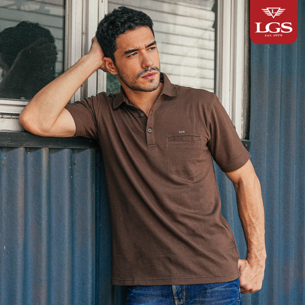 LGS - Kaos Polo Casual Pria - Katun Premium - Shirt Lengan Pendek - Motif Polos Basic - Bertekstur P