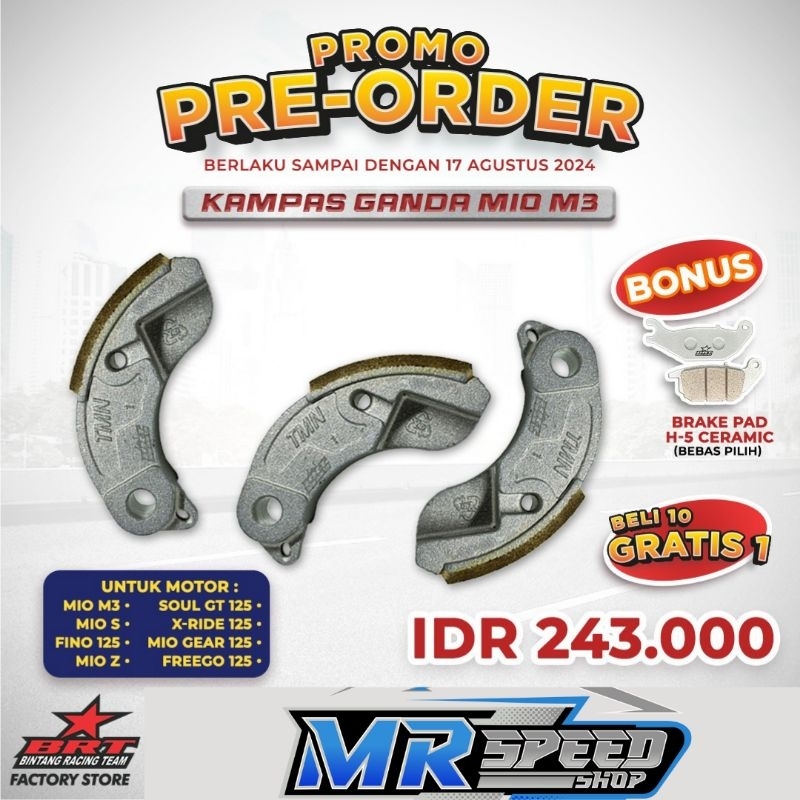 KAMPAS GANDA BRT RACING KAMPAS OTOMATIS CLUTCH SHOE(MIO M3/MIO S/MIO Z/FINO 125/SOUL GT/XEON)