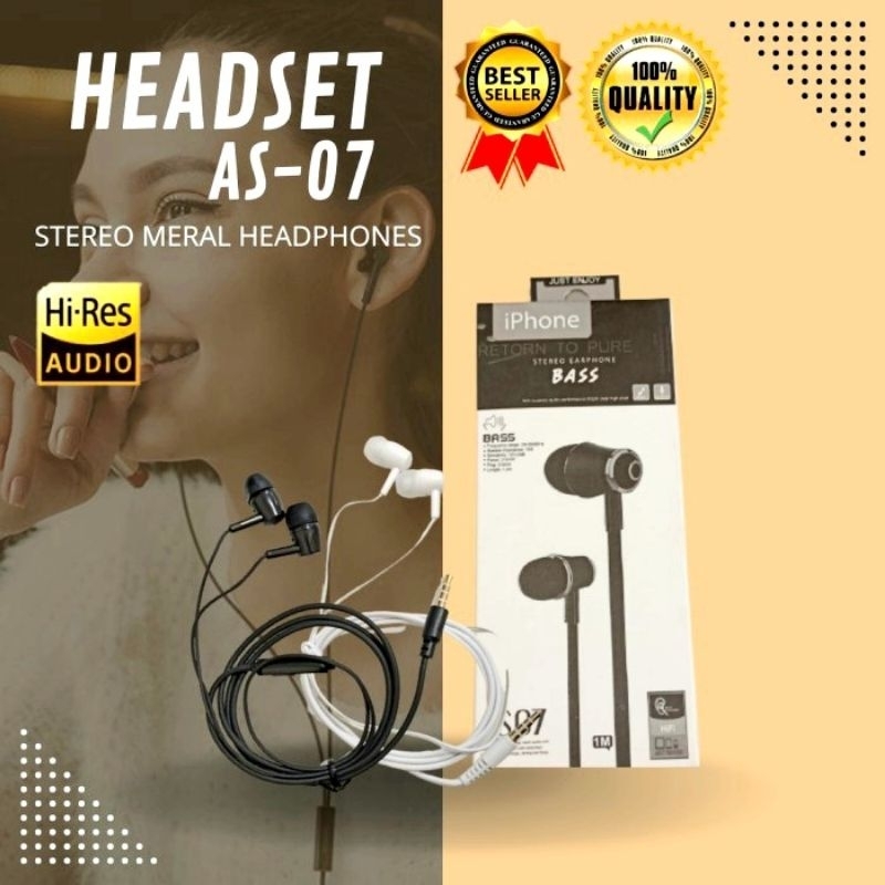 Hf headset AS07 IPHONEE suara bass bagus