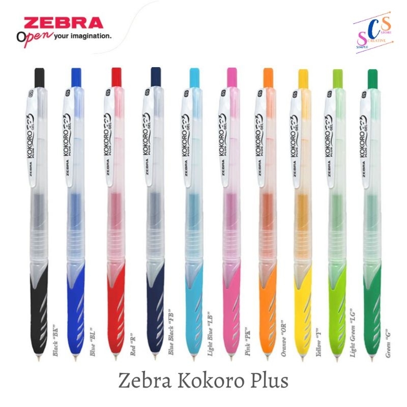 KOKORO PLUS GEL PEN ZEBRA 0.5MM 10 WARNA / PENA KOKORO PLUS / PULPEN GEL BOLPEN KOKORO
