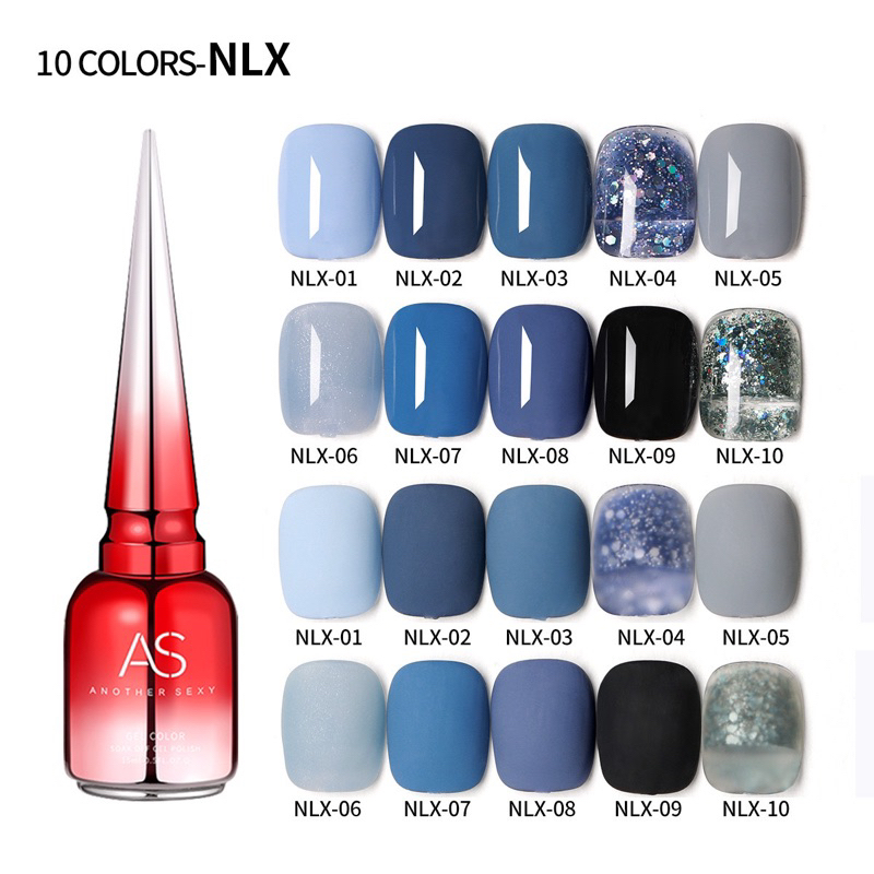 1SET AS NLX SERIES NAIL GEL POLISH 10 WARNA + FREE DISPLAY | 1SET KUTEK WARNA BIRU