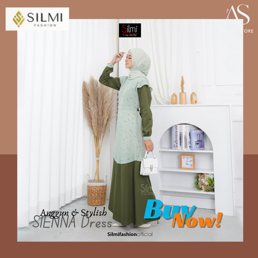 BAJU CANTIK REMAJA GAMIS KATUN DAILY OUTFIT SILMI SIENNA DRESS ARMY / BAJU GAMIS CASUAL WANITA REMAJ