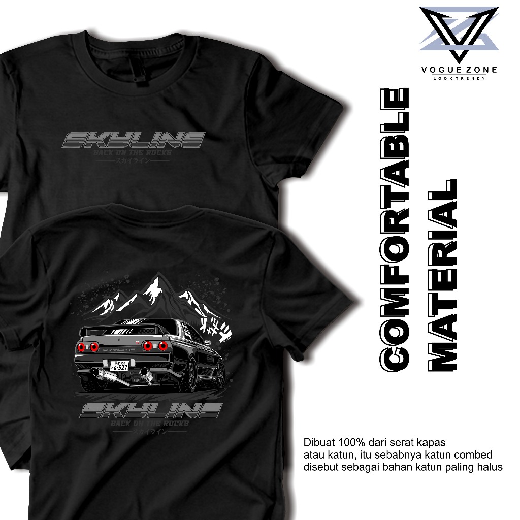 Vogue Zone Kaos Skyline GTR r34 Back On The Rocks T-shirt Keren Viral Kaos Pria Wanita Distro Dewasa