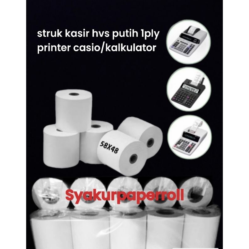

Kertas struk kasir HVS 58x48mm paket 10 pcs struk HVS 1Ply printer kalkulator 58mm